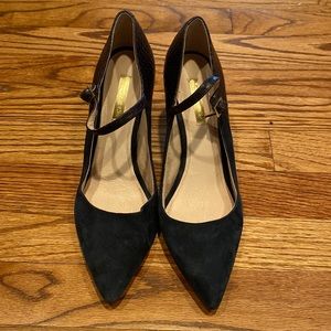 Louise et Cie navy suede and snakeskin pumps with strap size 38 (8) EUC